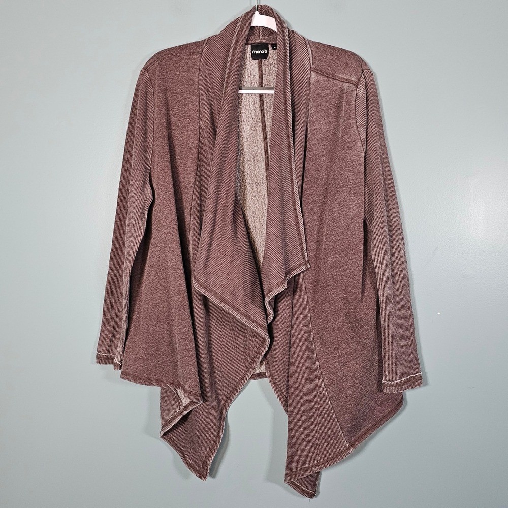 Mono B Women's Size S Soft Knit Open Front Cardigan Jacket Brown Oatmeal Marled